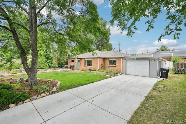 9150 Fir Dr, Thornton, CO 80229 - single story home featuring concrete driveway, a front lawn, a garage, and brick siding