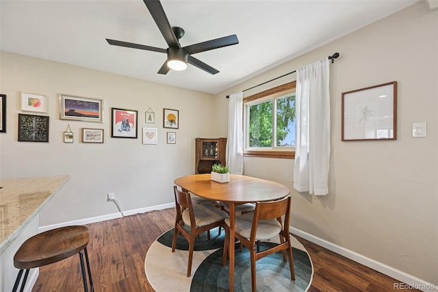 9150 Fir Dr, Thornton, CO 80229 - dining room with dark wood finished floors and ceiling fan