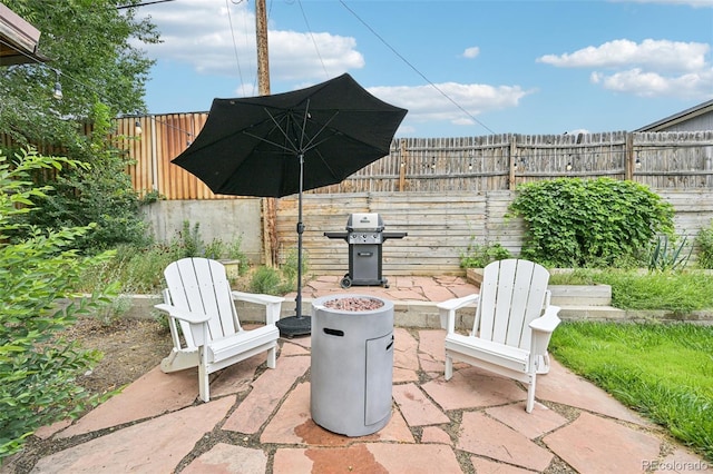 9150 Fir Dr, Thornton, CO 80229 - fenced backyard with grilling area and a patio