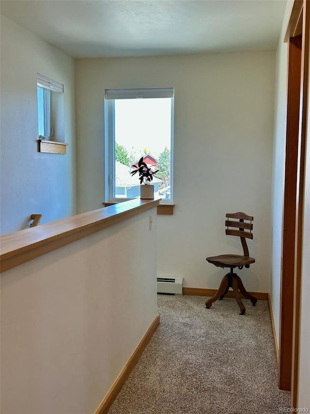 26 S Trailside Cir Unit A, Salida, CO 81201 - corridor featuring a baseboard radiator and carpet floors