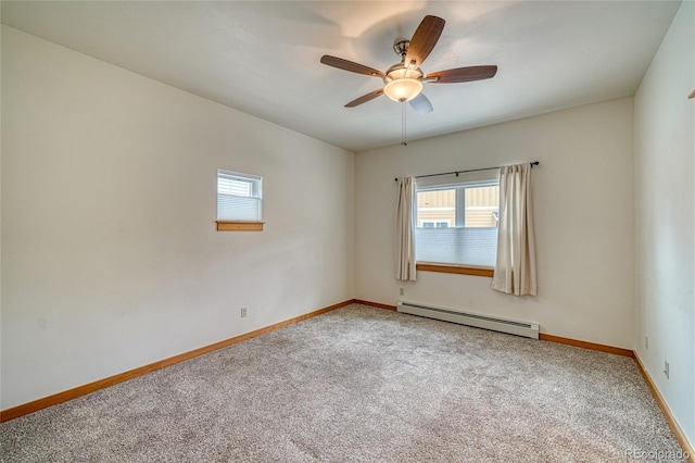 26 S Trailside Cir Unit A, Salida, CO 81201 - carpeted spare room with a baseboard heating unit, plenty of natural light, and ceiling fan