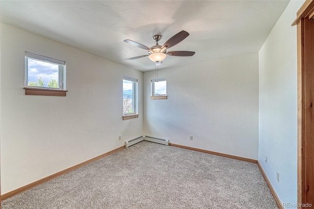 26 S Trailside Cir Unit A, Salida, CO 81201 - carpeted spare room with a baseboard radiator and a ceiling fan