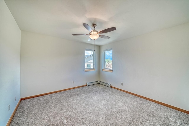 26 S Trailside Cir Unit A, Salida, CO 81201 - carpeted spare room with a baseboard heating unit and a ceiling fan