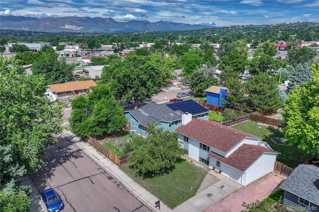 drone / aerial view with a mountain view