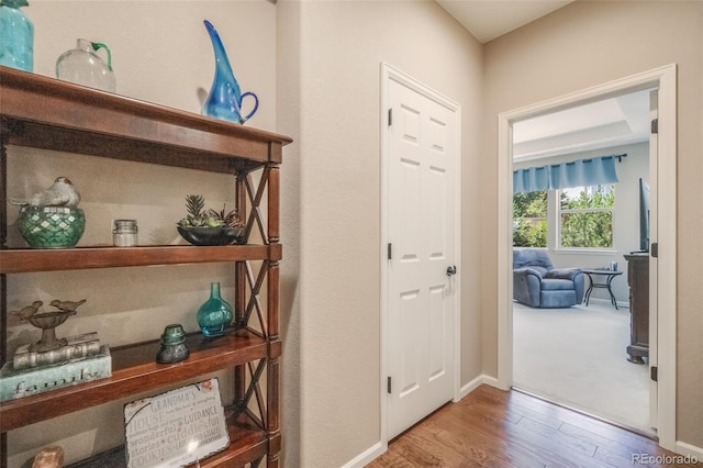 doorway featuring hardwood / wood-style flooring