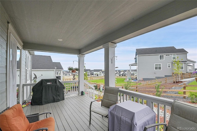 deck featuring grilling area