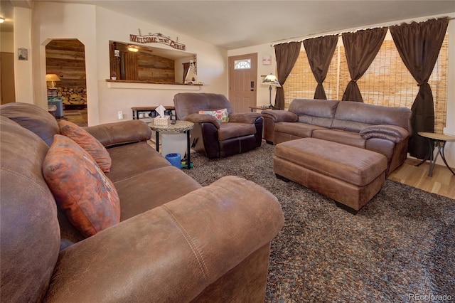 living room featuring hardwood / wood-style floors