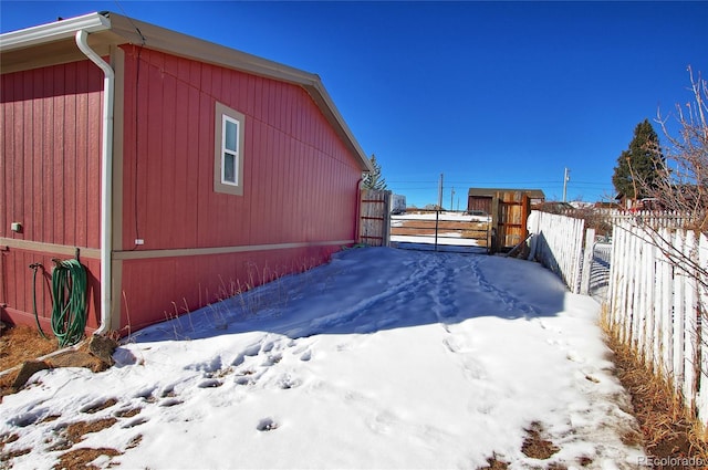 view of snow covered exterior