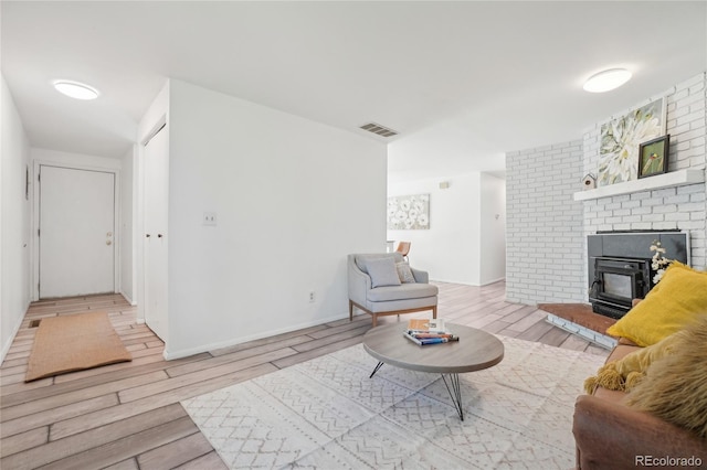 living room featuring light wood-type flooring
