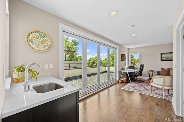 2730 Hooker St, Denver, CO 80211 - office area with recessed lighting and dark wood-style floors