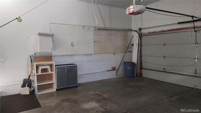 garage with a garage door opener