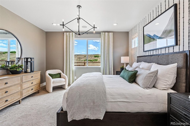 16554 W 93rd Way, Arvada, CO 80007 - bedroom with a chandelier, carpet, and recessed lighting