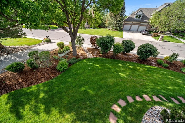 4532 Christensen Cir, Littleton, CO 80123 - view of grassy yard with a garage and driveway