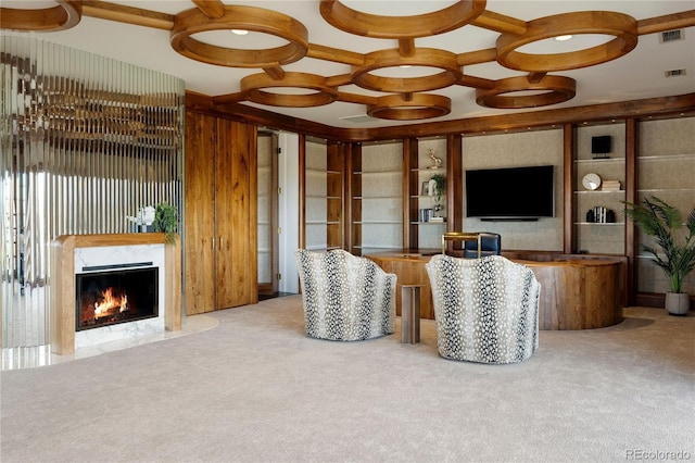 9 Sedgwick Dr, Englewood, CO 80113 - carpeted living area featuring a high end fireplace