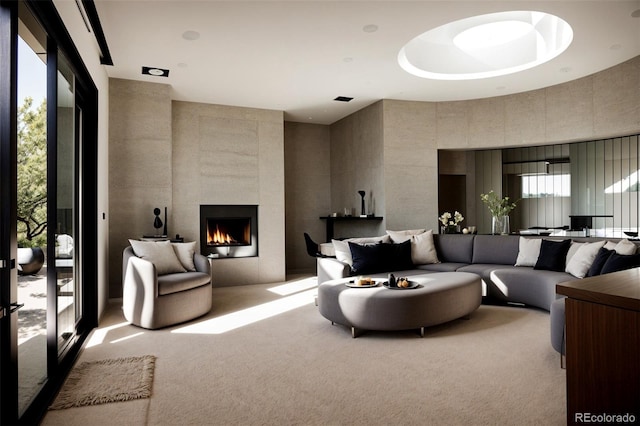 9 Sedgwick Dr, Englewood, CO 80113 - carpeted living area with a tile fireplace