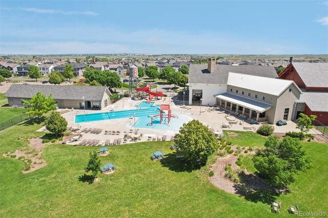 18079 E 108th Pl, Commerce City, CO 80022 - aerial view of residential area featuring a pool