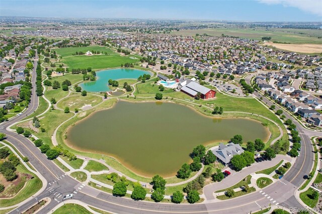 18079 E 108th Pl, Commerce City, CO 80022 - aerial view of property's location with a nearby body of water and nearby suburban area