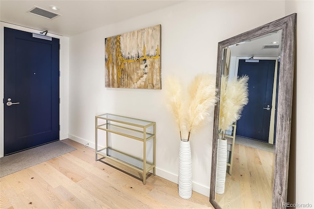 foyer entrance with hardwood / wood-style floors