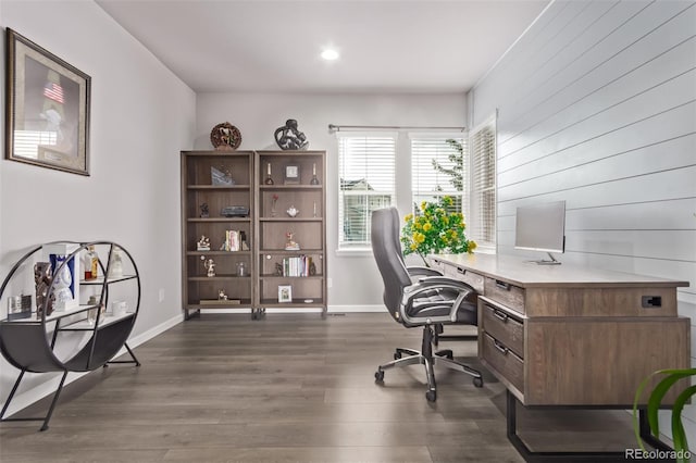 6990 E 132nd Pl, Thornton, CO 80602 - office featuring dark wood-style flooring and recessed lighting