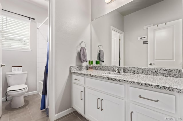 6990 E 132nd Pl, Thornton, CO 80602 - bathroom featuring vanity, tile patterned flooring, and shower / bathtub combination with curtain
