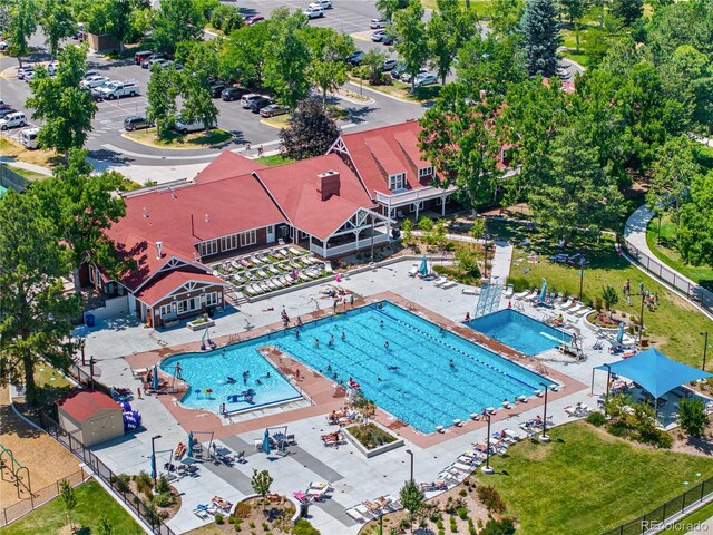 7773 Gunsight Pass, Littleton, CO 80127 - aerial view of a pool area