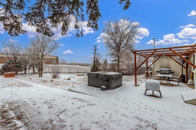 3865 Independence Ct, Wheat Ridge, CO 80033 - yard covered in snow featuring central air condition unit and a pergola