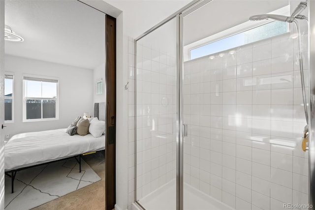 bathroom featuring walk in shower