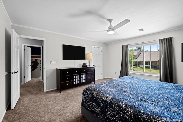 3767 E Phillips Cir, Centennial, CO 80122 - carpeted bedroom with ornamental molding, baseboards, and ceiling fan