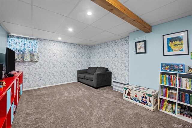 3767 E Phillips Cir, Centennial, CO 80122 - playroom with carpet floors, wallpapered walls, recessed lighting, and baseboards