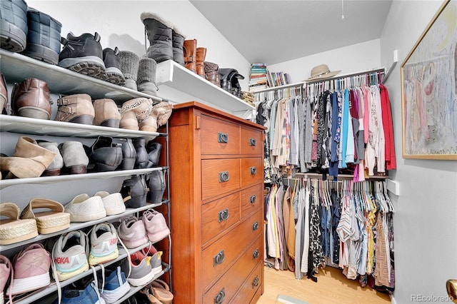 spacious closet with light wood finished floors