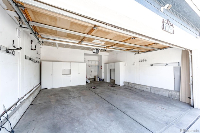garage with a garage door opener