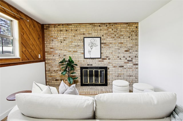 235 Summit Cir, Lafayette, CO 80026 - living area featuring wood walls and a fireplace