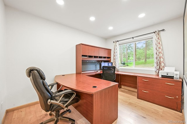 26499 W St, Conifer, CO 80433 - office area with light wood-type flooring and recessed lighting