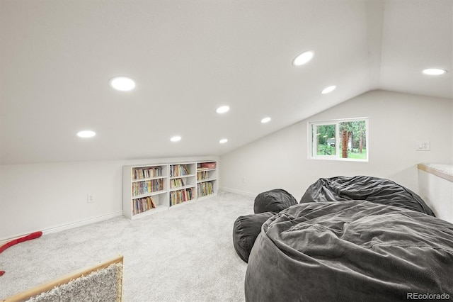 26499 W St, Conifer, CO 80433 - sitting room with carpet flooring, recessed lighting, and vaulted ceiling