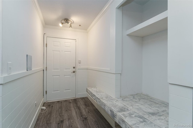 12118 W Dorado Pl Unit 206, Littleton, CO 80127 - mudroom with dark wood finished floors and ornamental molding