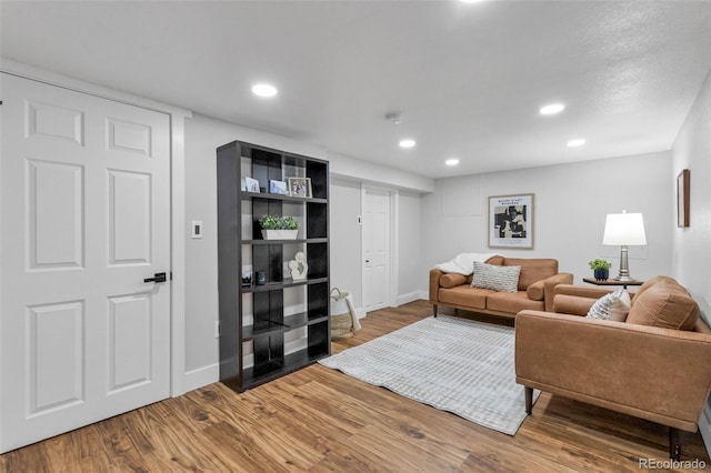 living room with hardwood / wood-style flooring