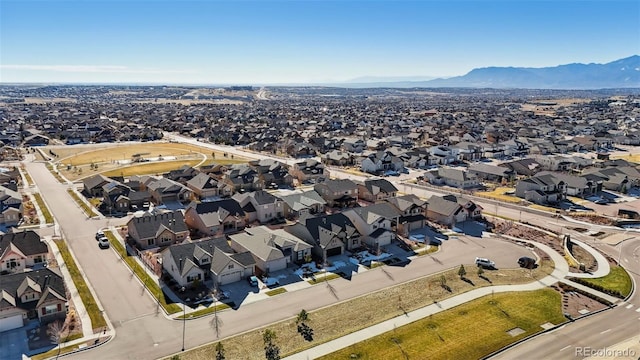 bird's eye view with a mountain view