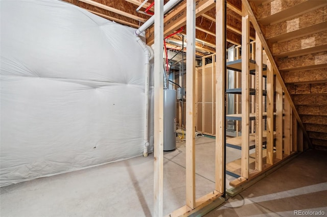 basement with water heater