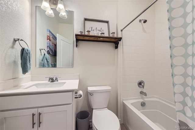 7702 E 159th Ave, Thornton, CO 80602 - full bathroom with toilet, shower / bath combo, vanity, and a textured wall
