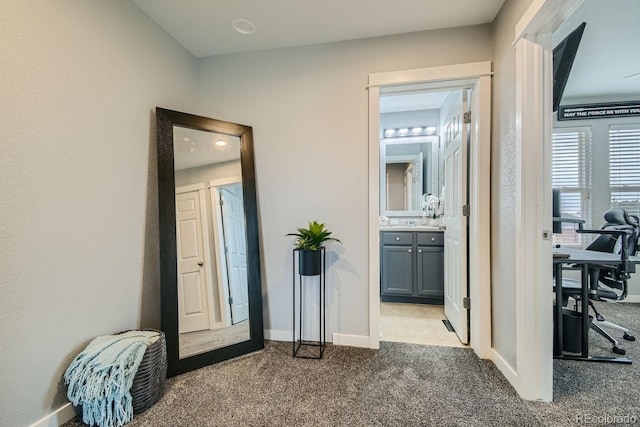 corridor featuring carpet flooring