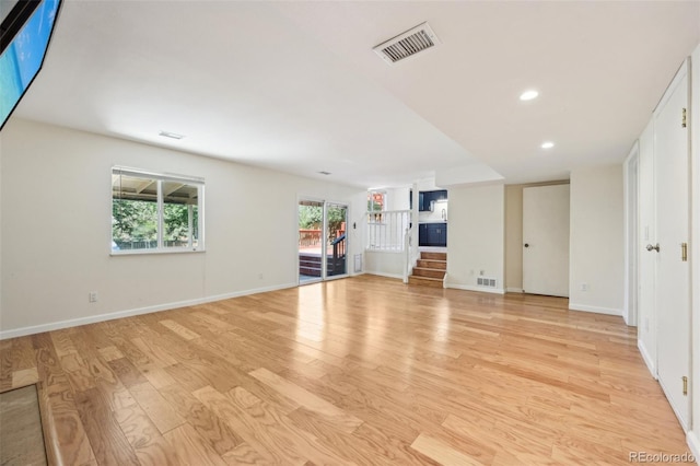 interior space with light hardwood / wood-style flooring