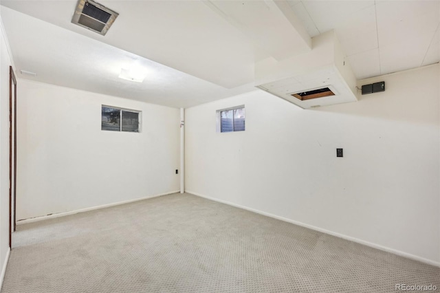 basement featuring carpet