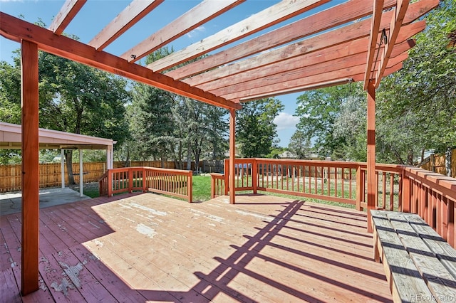 wooden terrace featuring a pergola