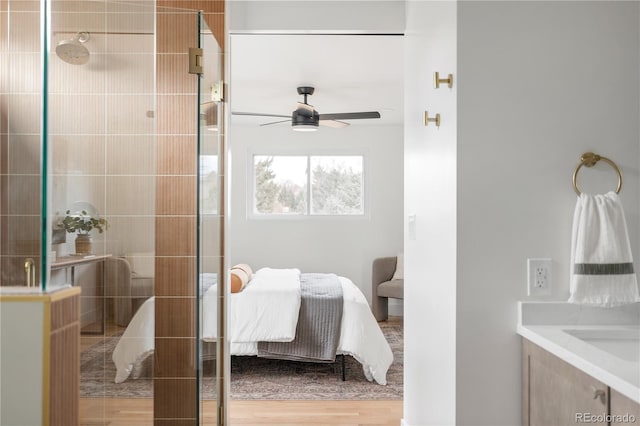 bedroom with hardwood / wood-style floors