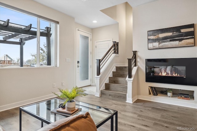 interior space with hardwood / wood-style floors