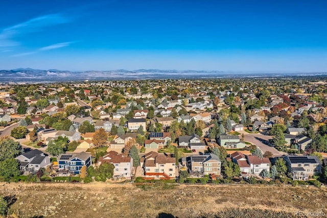 bird's eye view with a mountain view