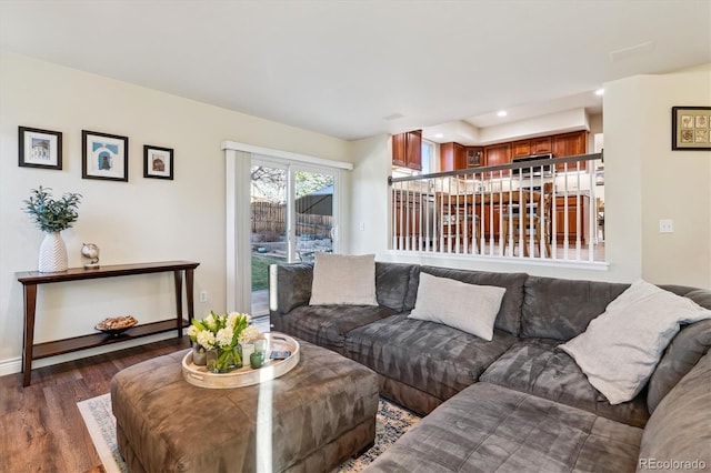 living room featuring dark hardwood / wood-style floors