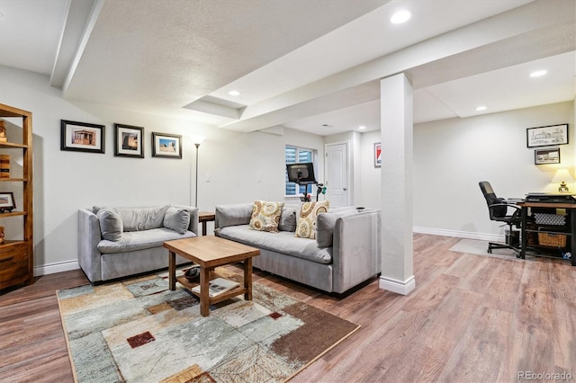 living room with hardwood / wood-style flooring