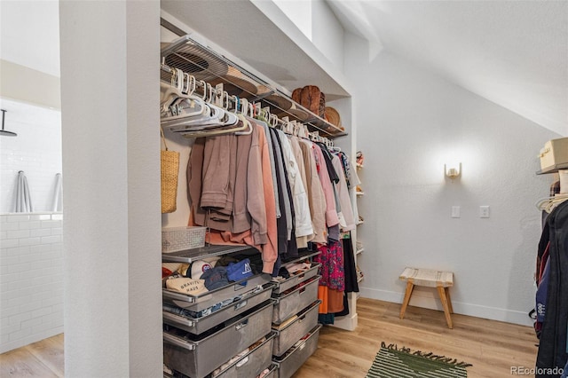 spacious closet featuring light hardwood / wood-style flooring