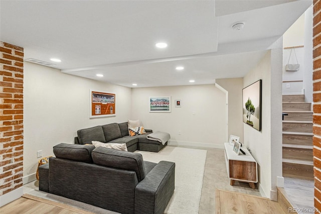 living room featuring light hardwood / wood-style flooring